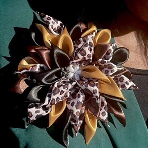 Cheetah print , brown ,gold and black brooch